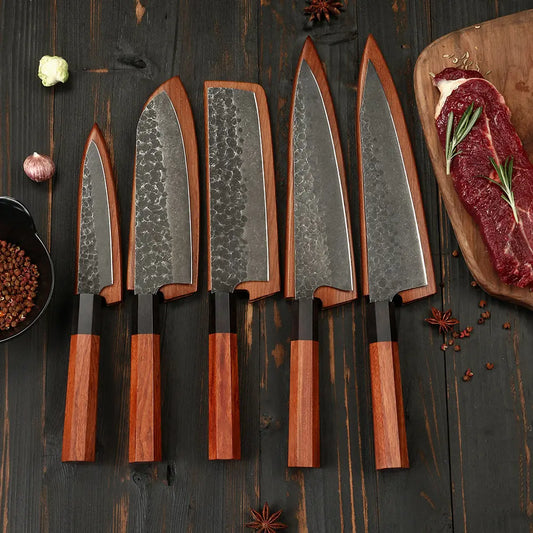Aspiration Hammered Japanese Carbon Steel Kitchen Knife Set