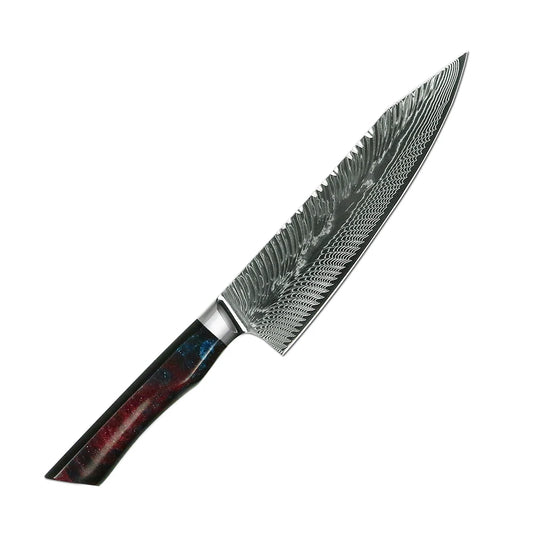 Sukamo 8" Kiritsuke Knife - 73 Layer Folded Steel Knife (Galaxy Resin Handle)